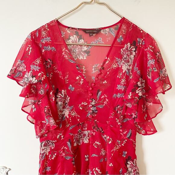 Ranna Gill Keira Red Floral Dress XS - Picture 5 of 11